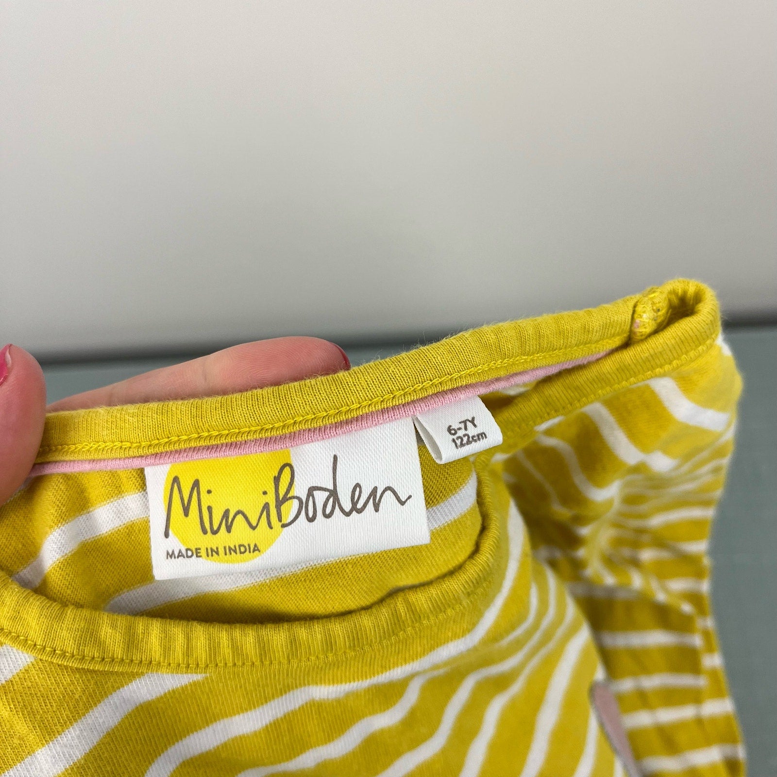 Mini Boden Front & Back T-shirt Yellow Ivory Animals 6-7