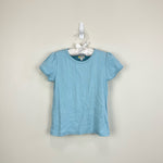 Load image into Gallery viewer, Mini Boden Short Sleeve Pointelle Top Light Celeste Blue 6-7 Years
