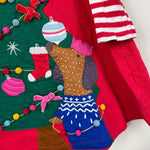 Load image into Gallery viewer, Mini Boden Festive Big Applique Dress Rockabilly Red Christmas Tree 5-6
