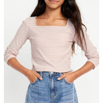 Load image into Gallery viewer, Old Navy Long-Sleeve Pointelle-Knit Top for Girls Creme De La Creme 8
