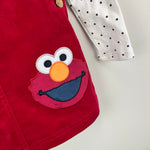 Load image into Gallery viewer, Sesame Street Elmo Red Corduroy Jumper Dress Set w/ Bow 18 Months NWT
