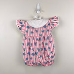 Load image into Gallery viewer, Vintage Allison Ann Smocked Pink Floral Stripe Romper 6-9 Months
