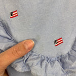 Load image into Gallery viewer, Janie and Jack Embroidered Flag Ruffle Romper Ocean Air Blue 6
