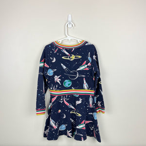 Mini Boden Cosy Printed Sweatshirt Dress Space Navy 6-7