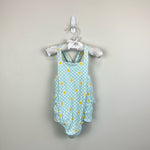 Load image into Gallery viewer, Angel Dear Blue Floral Ruffle Sun Suit Romper 12-18 Months
