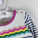 Load image into Gallery viewer, Mini Boden Fun Pocket Jersey Dress Navy Ivory Rainbow Wave 2-3
