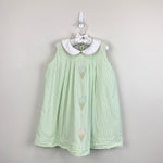 Load image into Gallery viewer, The Proper Peony Green Seersucker Hand Embroidered Sweet Scoop Dress 5T
