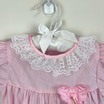 Load image into Gallery viewer, Vintage Cradles Pink Lace Bow Romper 12 Months
