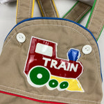 Load image into Gallery viewer, Vintage Carter's Tan Applique Train Overalls 12 Months USA
