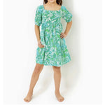 Load image into Gallery viewer, Lilly Pulitzer Girls Mini Delaney Dress Botanical Green Safari Sangria XS 2-3

