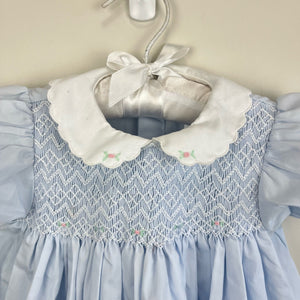 Petit Ami Smocked Short Sleeve Blue Dress 9 Months