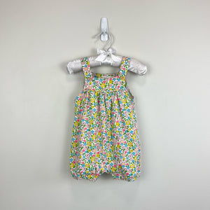 Mini Boden Organic Newborn Overalls Aqua Spring Floral 3-6 Months