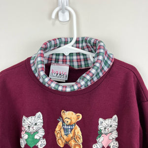 Vintage Basic Image Fall Cat & Teddy Bear Sweatshirt