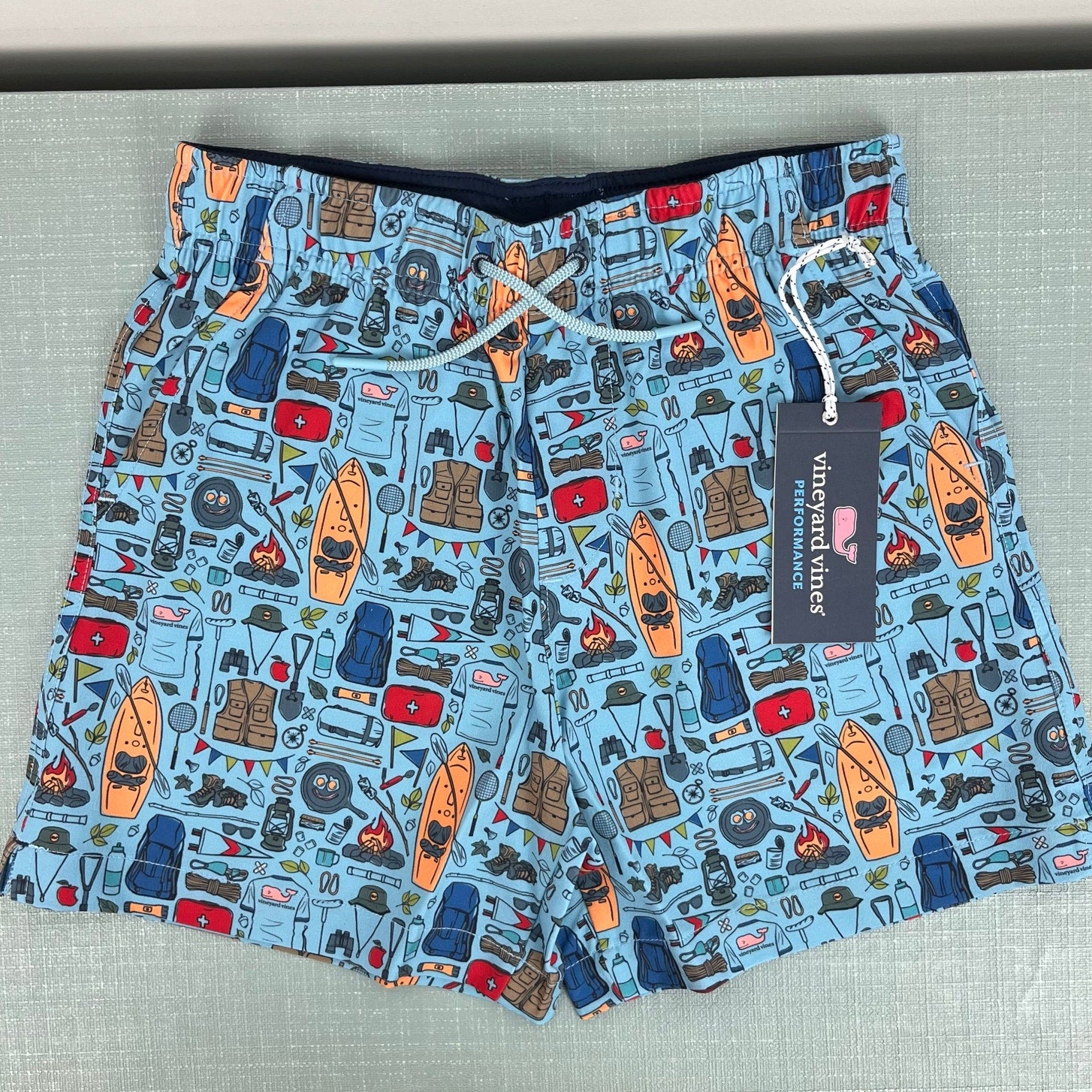 Vineyard Vines Performance Pull-On Shorts Camping Cape Blue Small 8-10 NWT