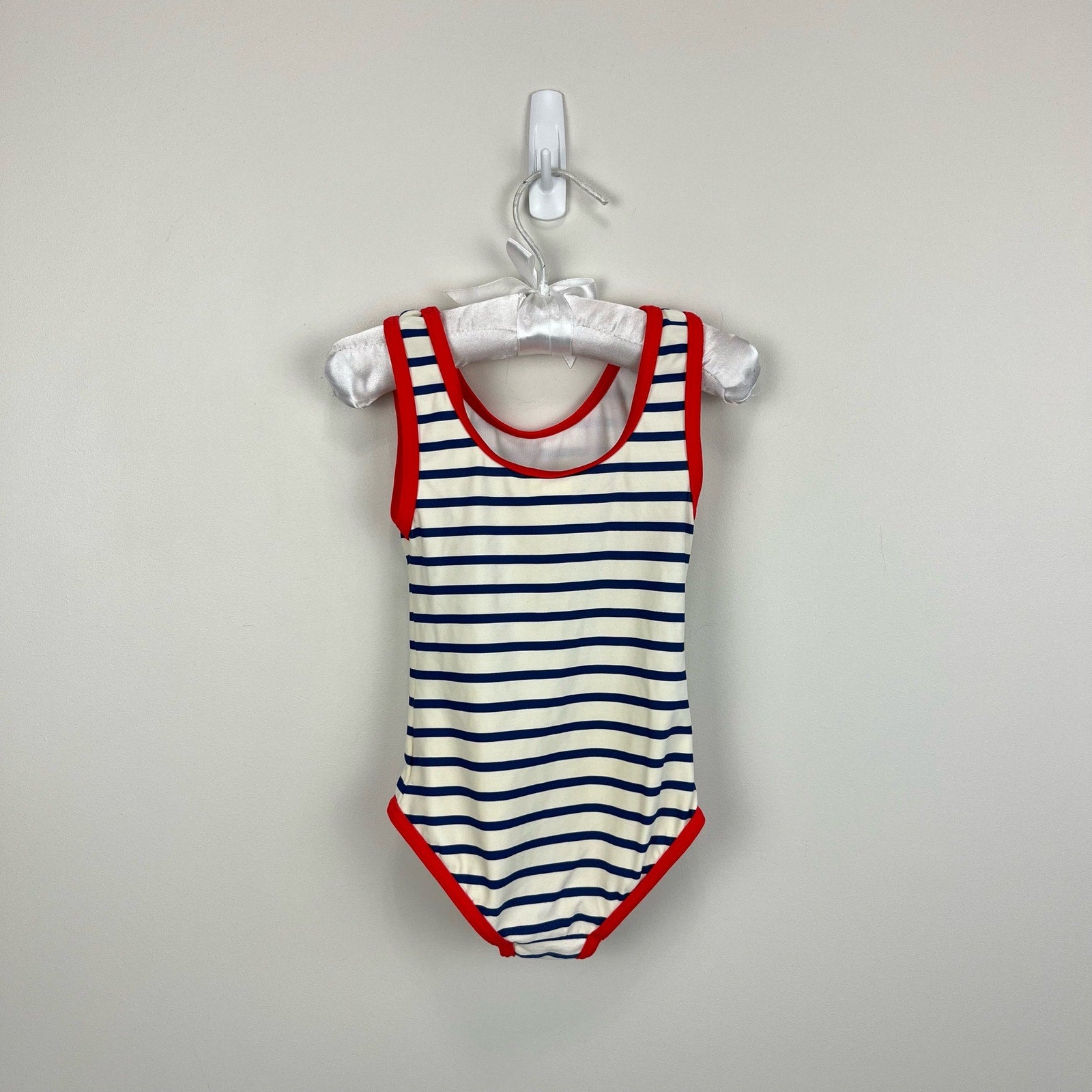 Mini Boden Fun Striped Applique Flower Swimsuit 3-4