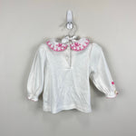 Load image into Gallery viewer, Vintage OshKosh B'gosh White Pink Embroidered Flower Collared Top 6-9
