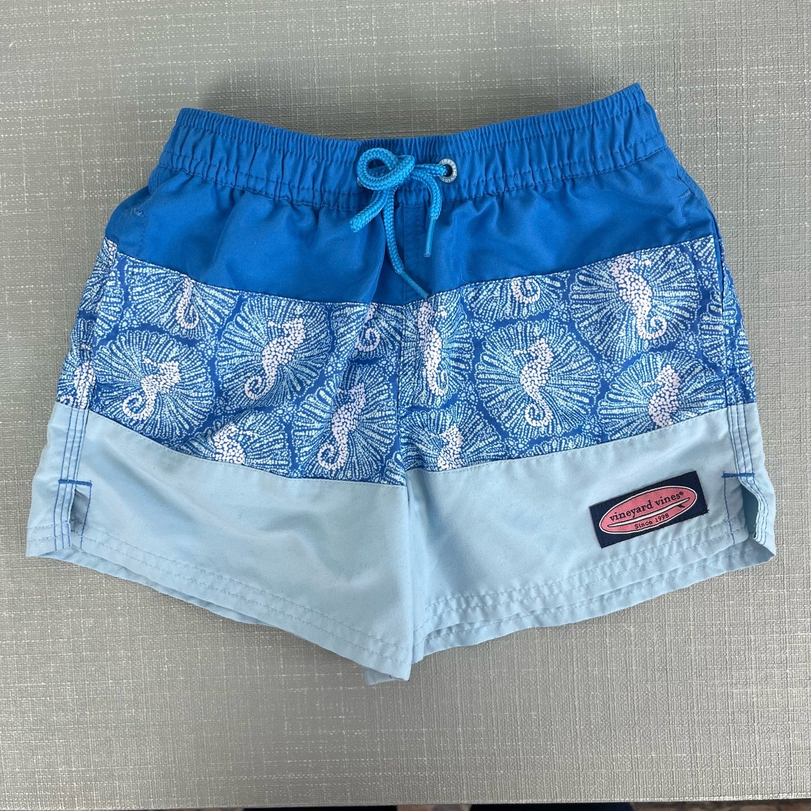 Vineyard Vines Chappy Swim Trunk Blue Seahorses 4T