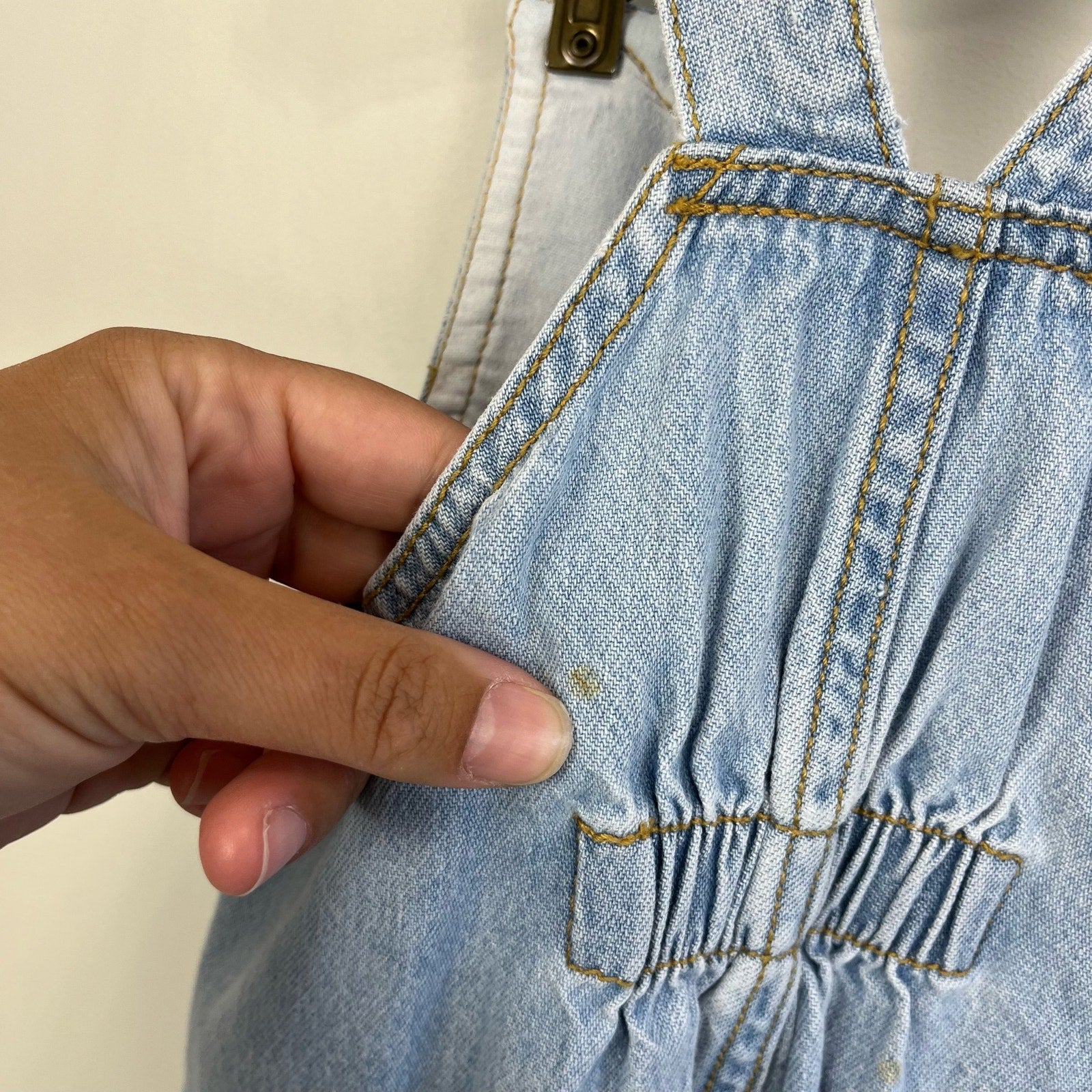 Vintage Guess Blue Jean Pleated Clip Overalls 6 Months USA