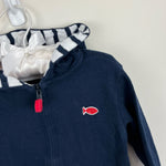 Load image into Gallery viewer, Week-end à la mer Navy Blue Hooded Zip-Up Top 24 Months
