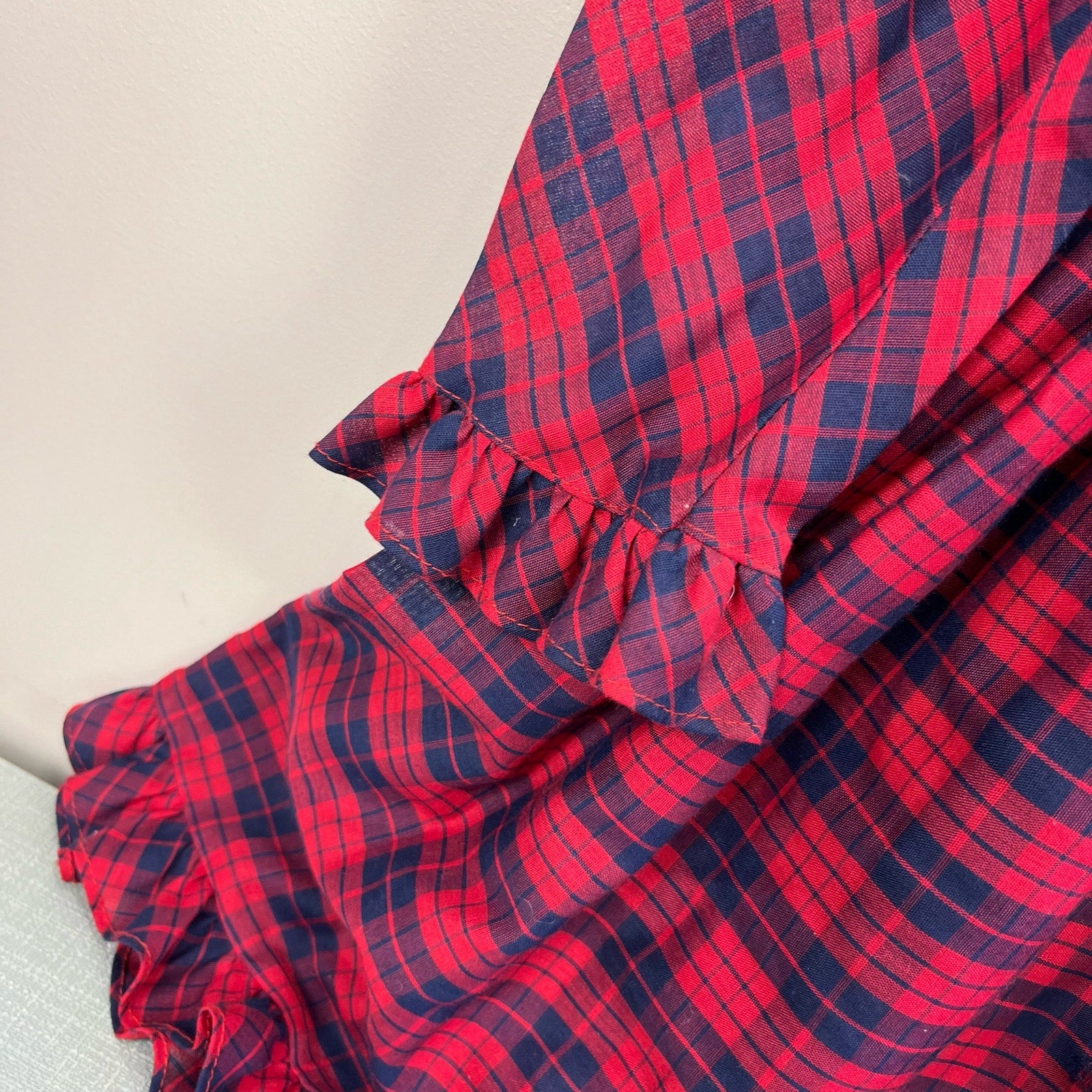 Vintage Cinderella Red Navy Ruffle Plaid Dress USSA