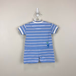 Load image into Gallery viewer, Florence Eiseman Blue Stripe Knit Shortall Romper Whale 6 Months
