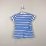 Load image into Gallery viewer, Florence Eiseman Blue Stripe Knit Shortall Romper Whale 6 Months
