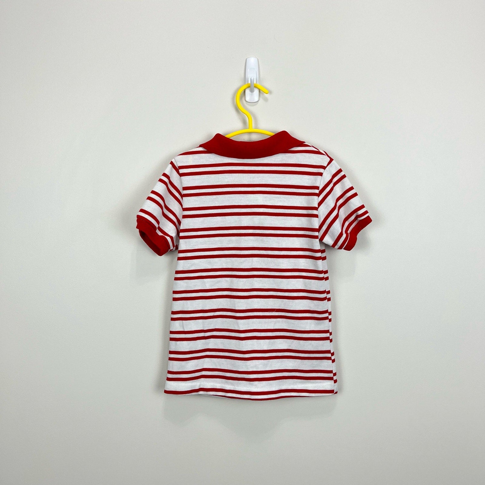 Vintage Health-tex Red and White Striped Polo Shirt 7 USA