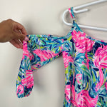 Load image into Gallery viewer, Lilly Pulitzer Girls Candice Romper Multi Flamenco Beach M 6-7
