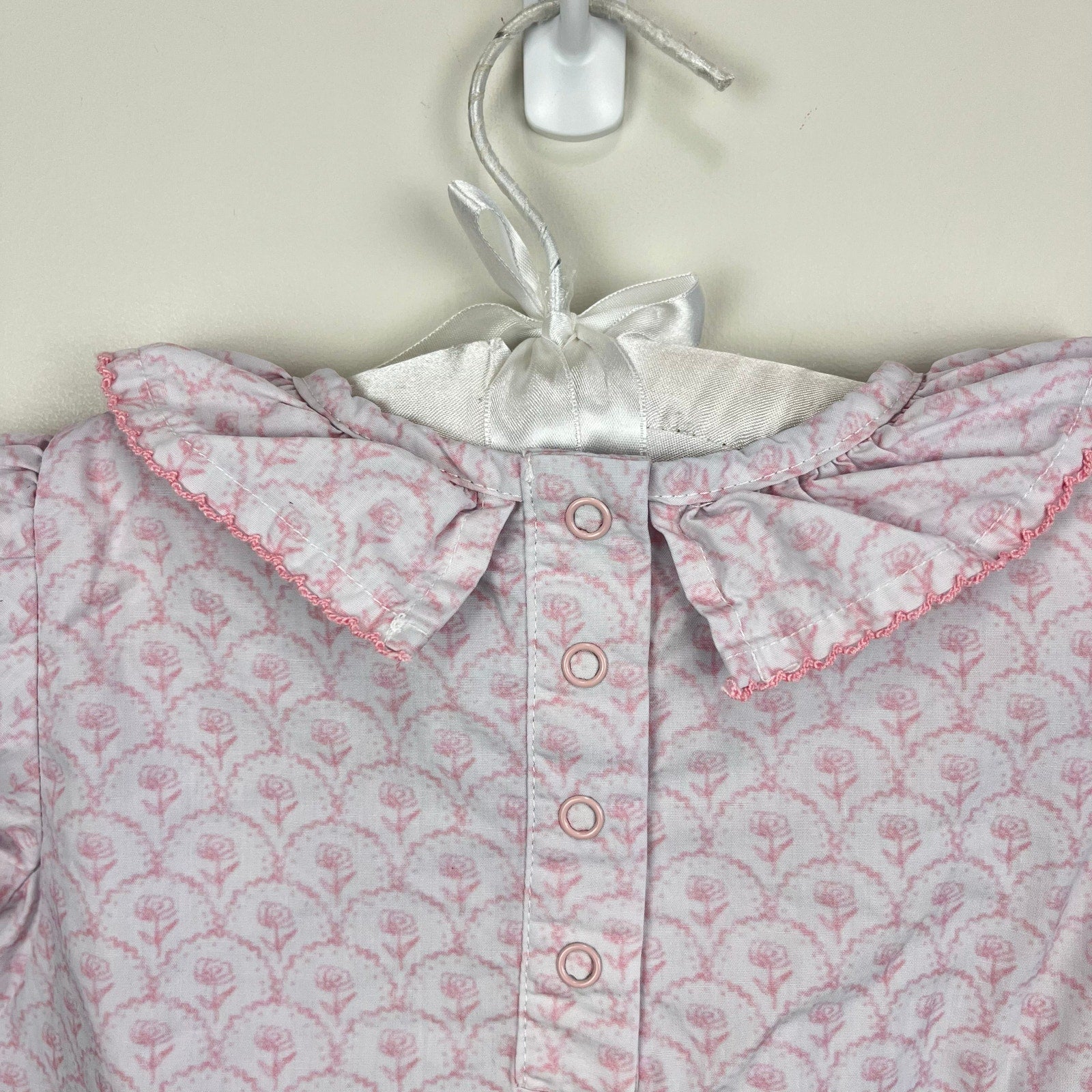 Southern Smocked Co Short Sleeve Pink Floral Ruffle Blouse 24 Months 2T