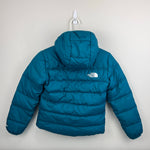 Load image into Gallery viewer, The North Face Girls Printed Down Reversible Hooded Jacket M 10
