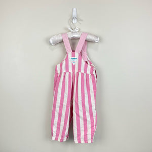 Vintage OshKosh B'gosh Pink Striped Overalls 18 Months USA