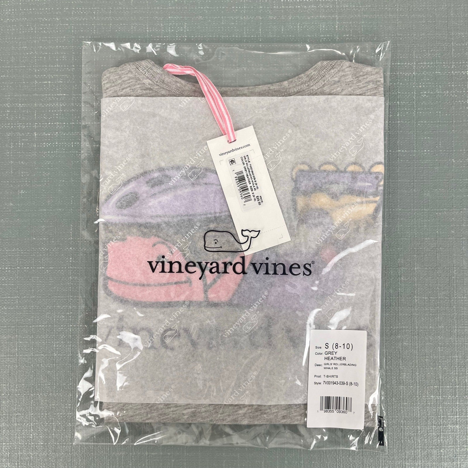 Vineyard Vines Girls' Rollerblading Whale Short-Sleeve T-Shirt Small 8-10 NWT