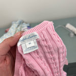 Load image into Gallery viewer, Ralph Lauren Pink Ruffle Cable Knit Cardigan 9 Months
