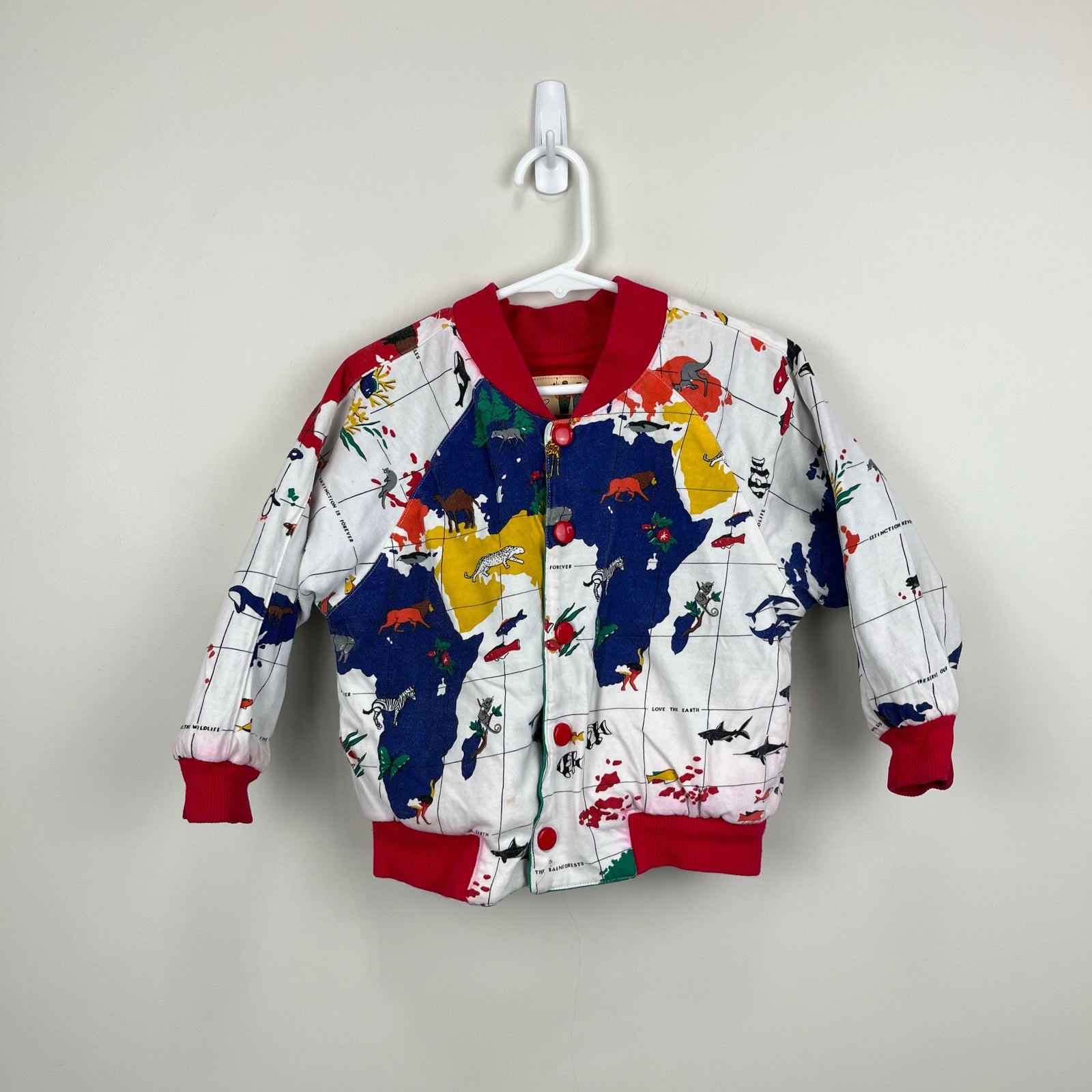 Vintage M.P.S. Pourquoi? Reversible World Map Jacket 4T