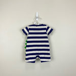 Load image into Gallery viewer, Mini Boden Striped Crocodile Applique Shortall Romper Newborn

