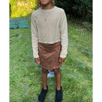Load image into Gallery viewer, Happily Grey Kids Faux Brown Suede Wrap Skirt M 7/8
