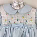 Load image into Gallery viewer, Vintage Michael De Leon Hand Smocked Blue Dress Baby Girl Large NWT
