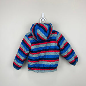 Patagonia Reversible Tribbles Jacket Blue Red Stripes 2T