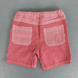 Mini Boden Marine Ticking Stripe Red Shorts 6-12 Months NWT