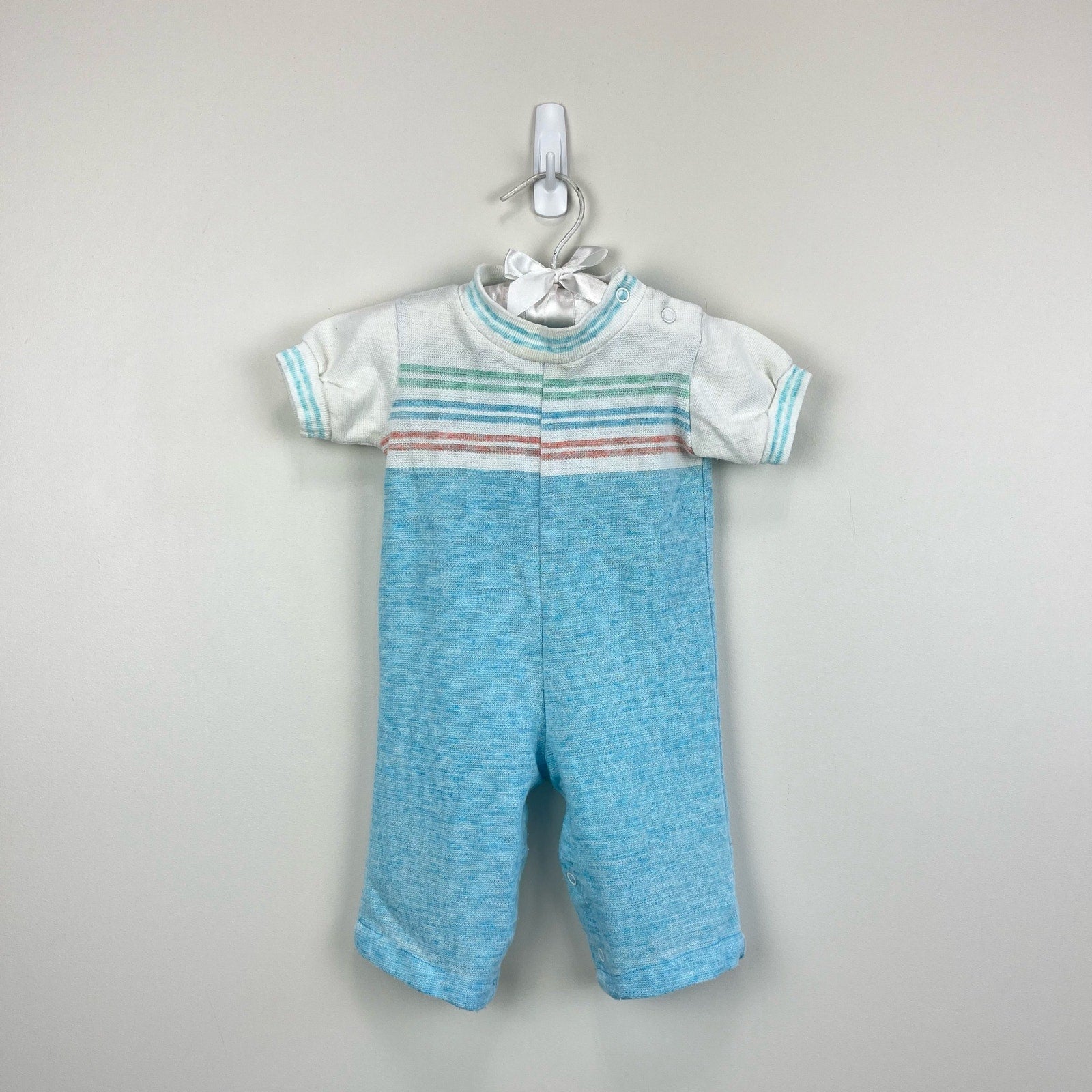 Vintage Healthtex Blue Striped Coverall 6 Months USA