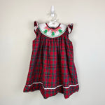 Load image into Gallery viewer, Lil Cactus Smocked Plaid Christmas Tree Dress 2T
