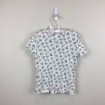 Load image into Gallery viewer, Art Class Short Sleeve Blue White Floral Ribbed T-Shirt S 6-7
