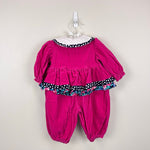 Load image into Gallery viewer, Vintage Pink Polka Dot Ruffle Floral Jumpsuit 12 Months
