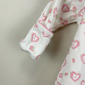 Kissy Kissy Pink White Heart Footie 0-3 Months