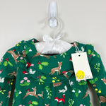 Load image into Gallery viewer, Mini Boden Shady Green Festive Woodland Ruffle Jersey Dress 3-6 Months NWT
