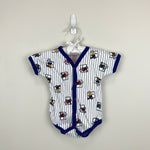 Load image into Gallery viewer, Vintage Cotton Club Striped Bunny Bear Bike Romper Bodysuit 3-6 Months
