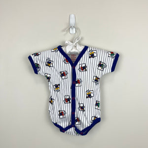 Vintage Cotton Club Striped Bunny Bear Bike Romper Bodysuit 3-6 Months