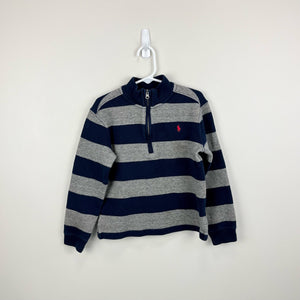 Ralph Lauren Navy Gray Quarter Zip Sweater 6