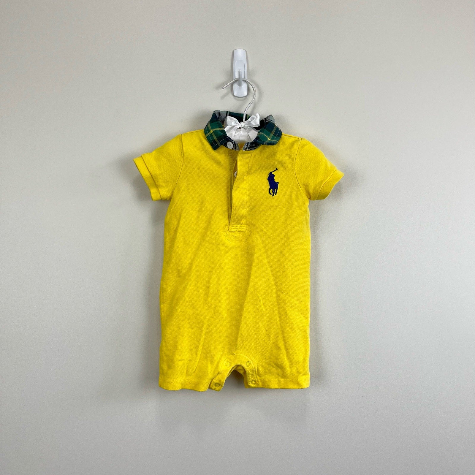 Ralph Lauren Yellow Polo Shortall Romper 9 Months