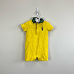 Load image into Gallery viewer, Ralph Lauren Yellow Polo Shortall Romper 9 Months
